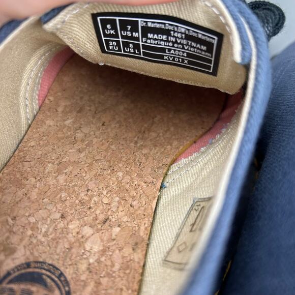 Dr. Martens 1461 Natural Canvas Oxford Shoes Docs size Women's 8 Denim Blue - Picture 3 of 11